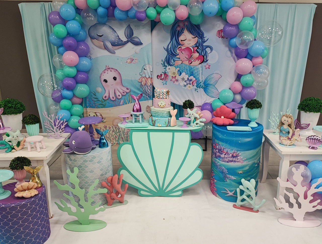 Montagem Pequena Sereia Menina - Elisete Festas Kit Pegue e Monte