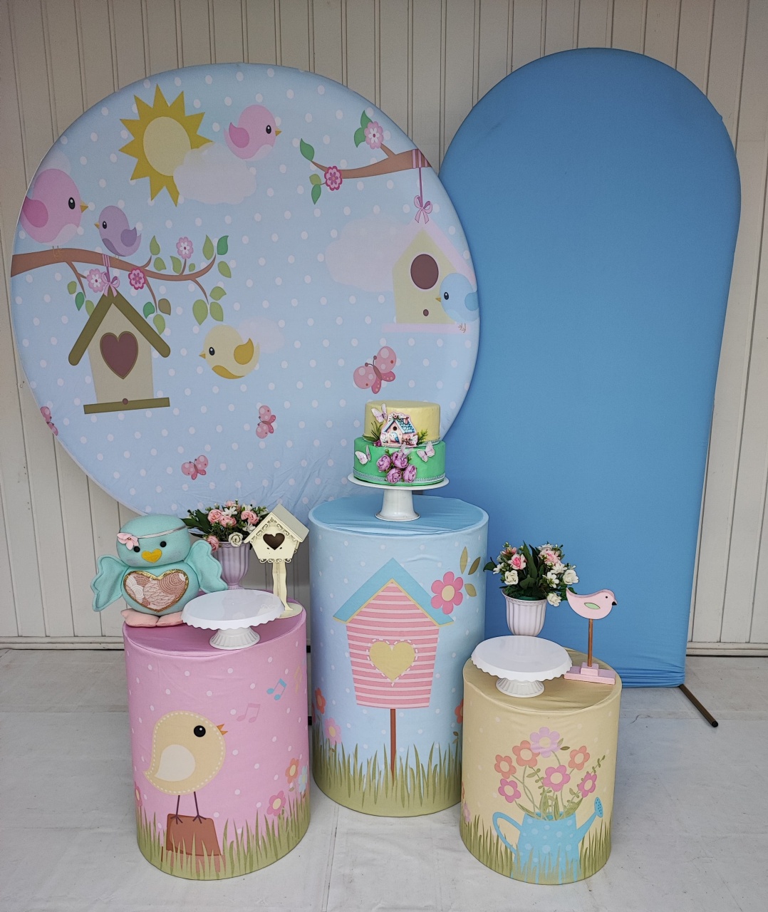 Kit Jardim Passaro  Azul  Opçao Plus - Elisete Festas Kit Pegue e Monte