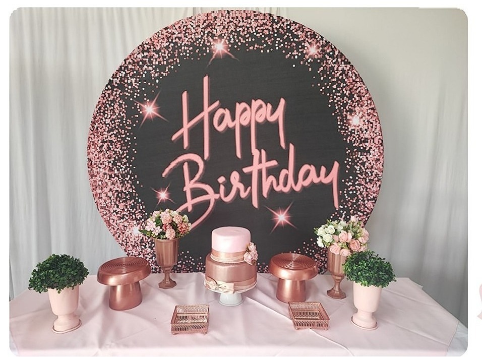 Kit Adulto Happy Birthday Rosa  - Elisete Festas Kit Pegue e Monte