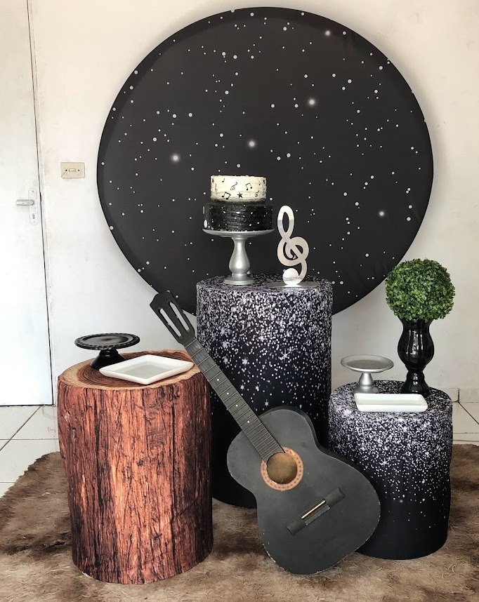 Kit Preto E Prata Rústico - Cantinho Da Alegria Festas