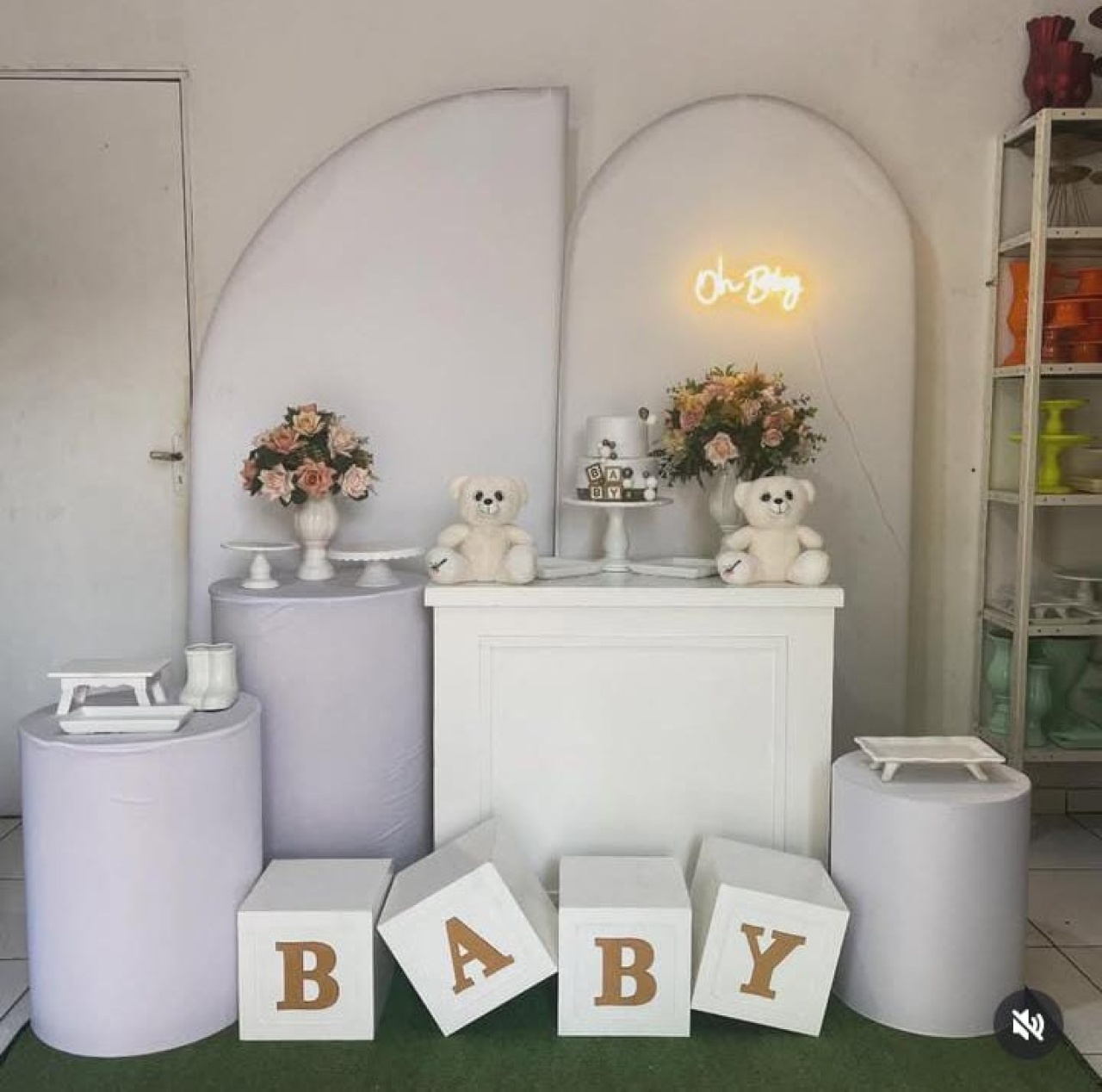 Composição Chá Revelação Branco - Cantinho Da Alegria Festas