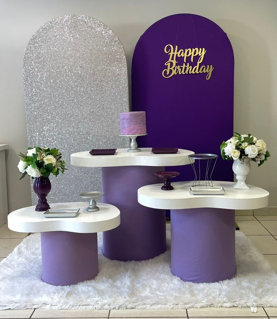 Kit Orgânico Roxo E Prata  - Cantinho Da Alegria Festas