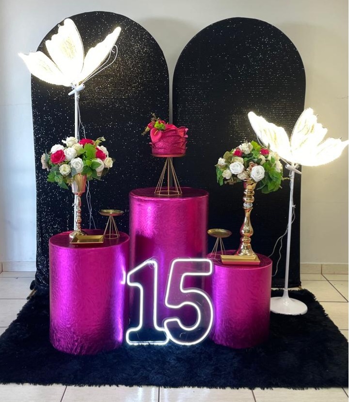 Kit Luxo Borboleta Pink E Preto - Cantinho Da Alegria Festas