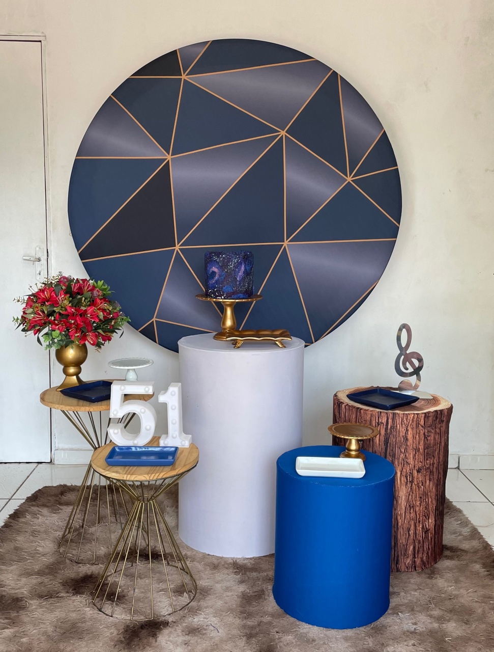 Kit Mosaico Azul  2.0 Com Balões de Brinde - Cantinho Da Alegria Festas