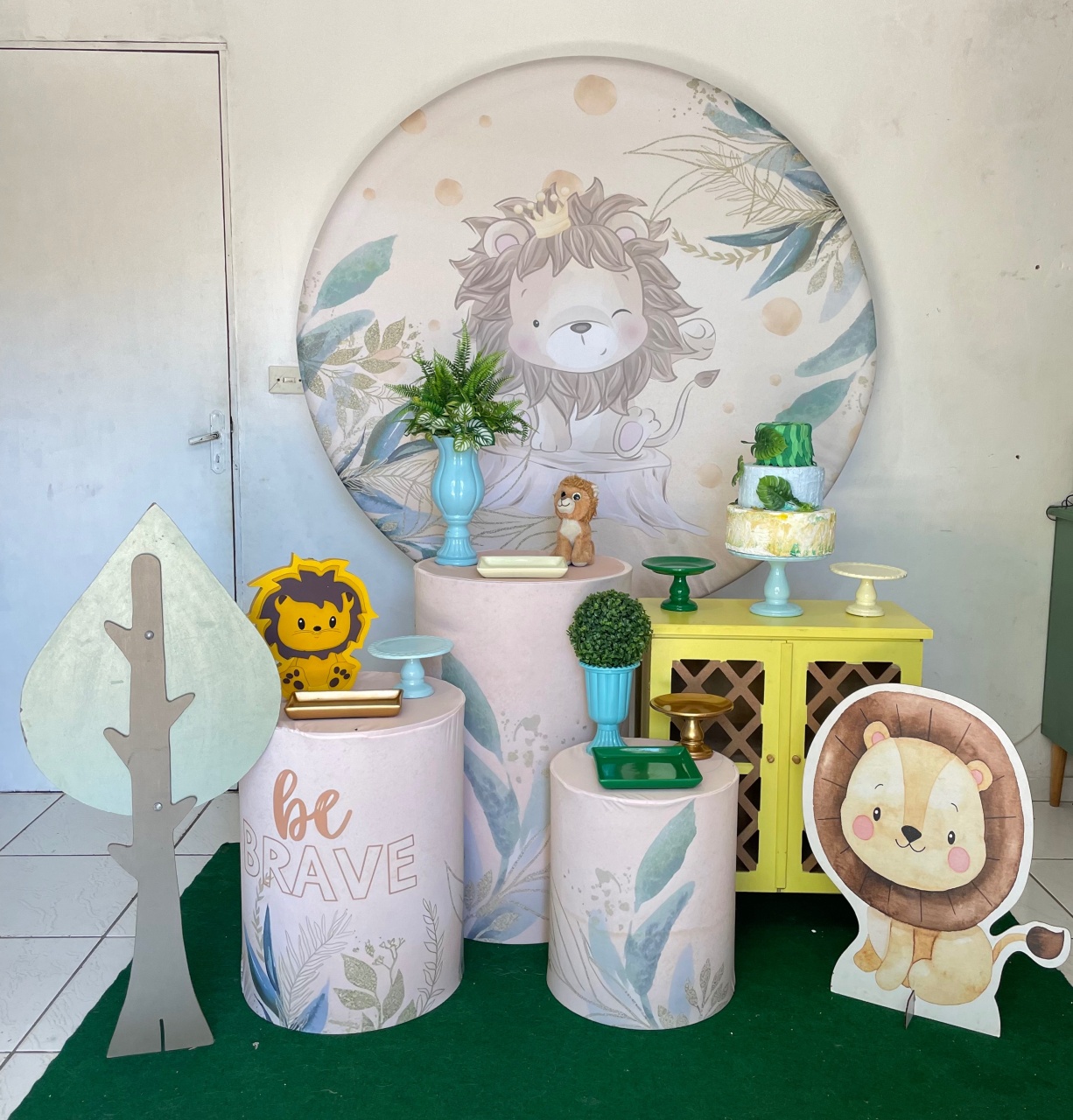 Kit Leão Aquarela  2.0 Com Balões de Brinde - Cantinho Da Alegria Festas