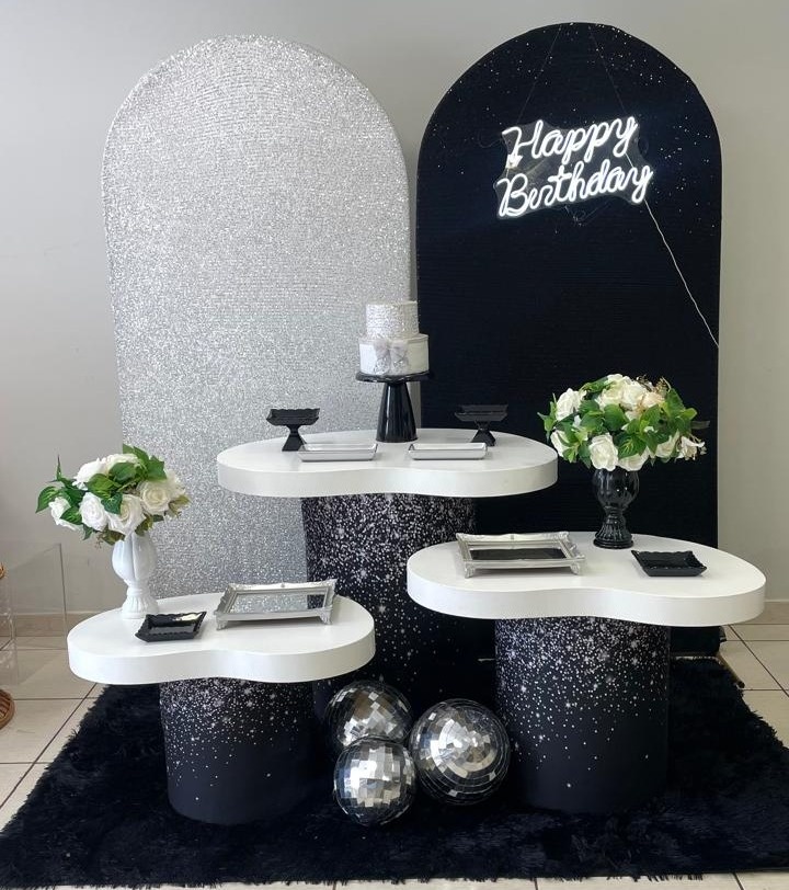 Kit Orgânico Preto E Prata  - Cantinho Da Alegria Festas