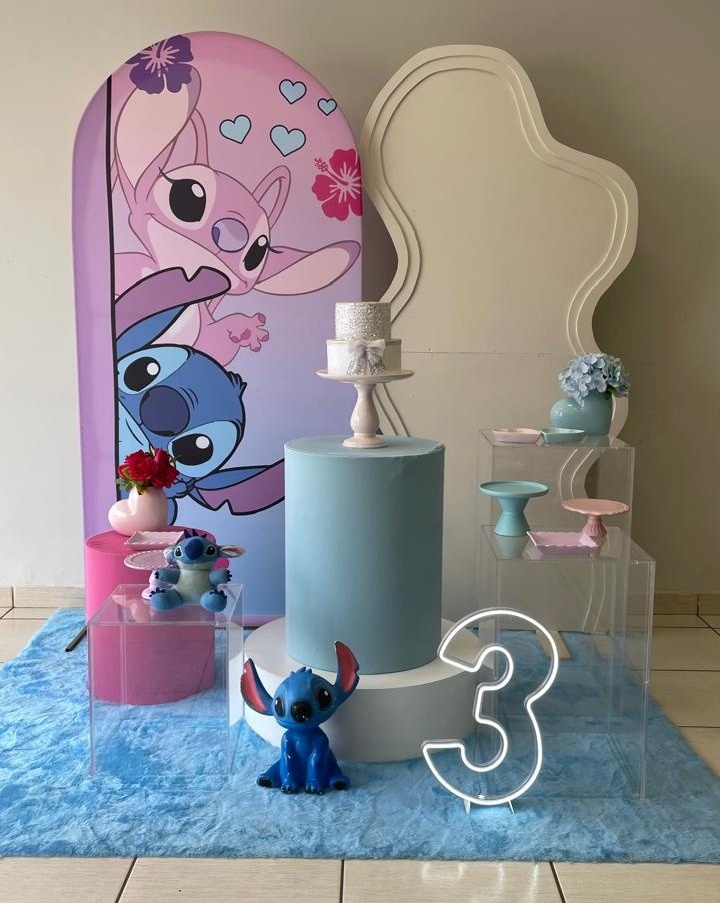 Composição Stitch E Angel - Cantinho Da Alegria Festas