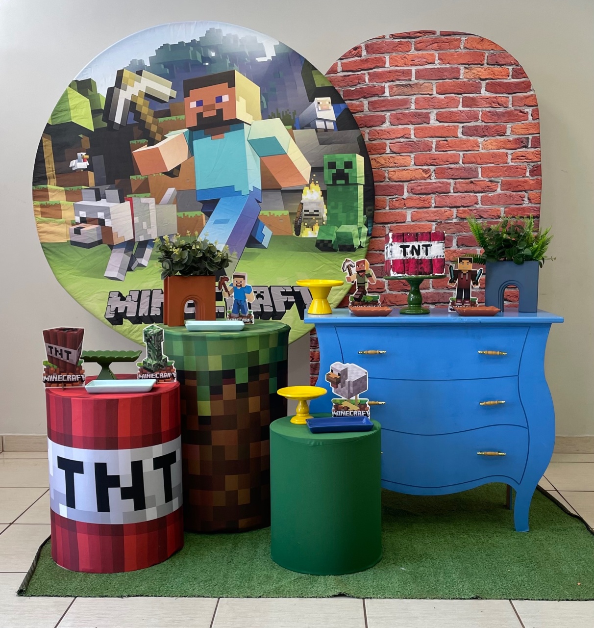 Composição Minecraft Com Balões de Brinde - Cantinho Da Alegria Festas