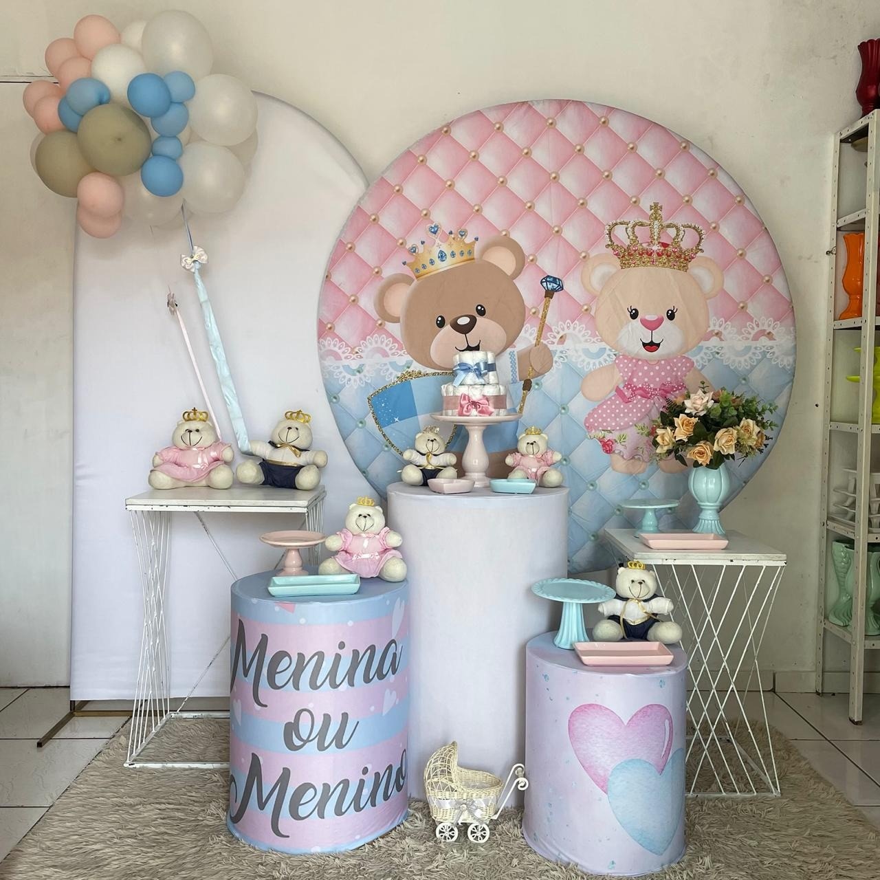 Composição Chá Ursinhos Rosa E Azul  - Cantinho Da Alegria Festas