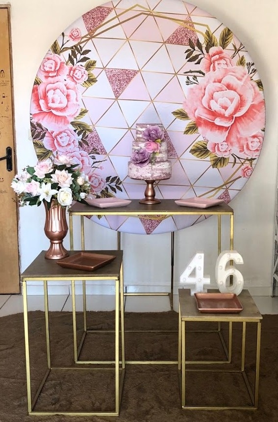 Kit Flores Rosa Com Glitter 2 - Cantinho Da Alegria Festas
