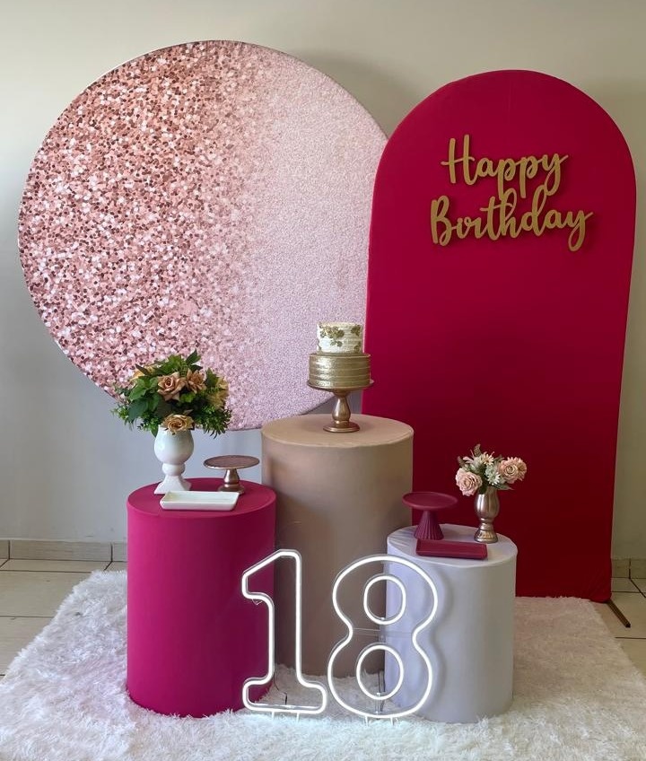 Composição Glitter Rosê E Pink - Cantinho Da Alegria Festas