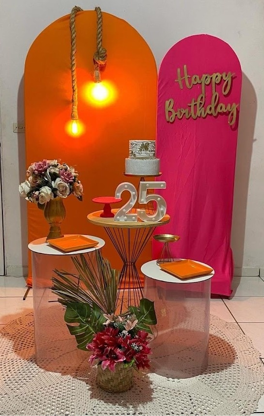 Composição Pink E Laranja - Cantinho Da Alegria Festas