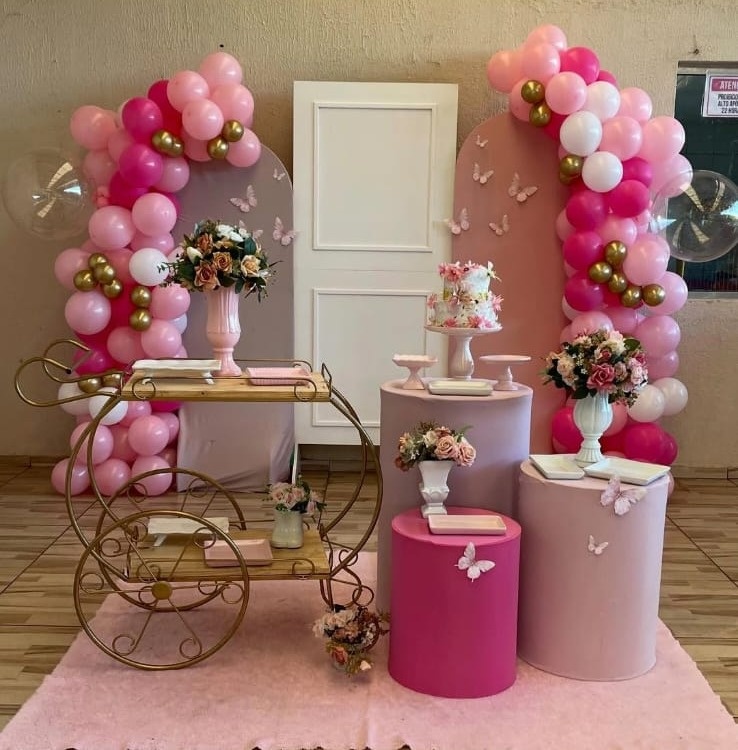 Locação Jardim Rosa Com Balões Inclusos - Cantinho Da Alegria Festas