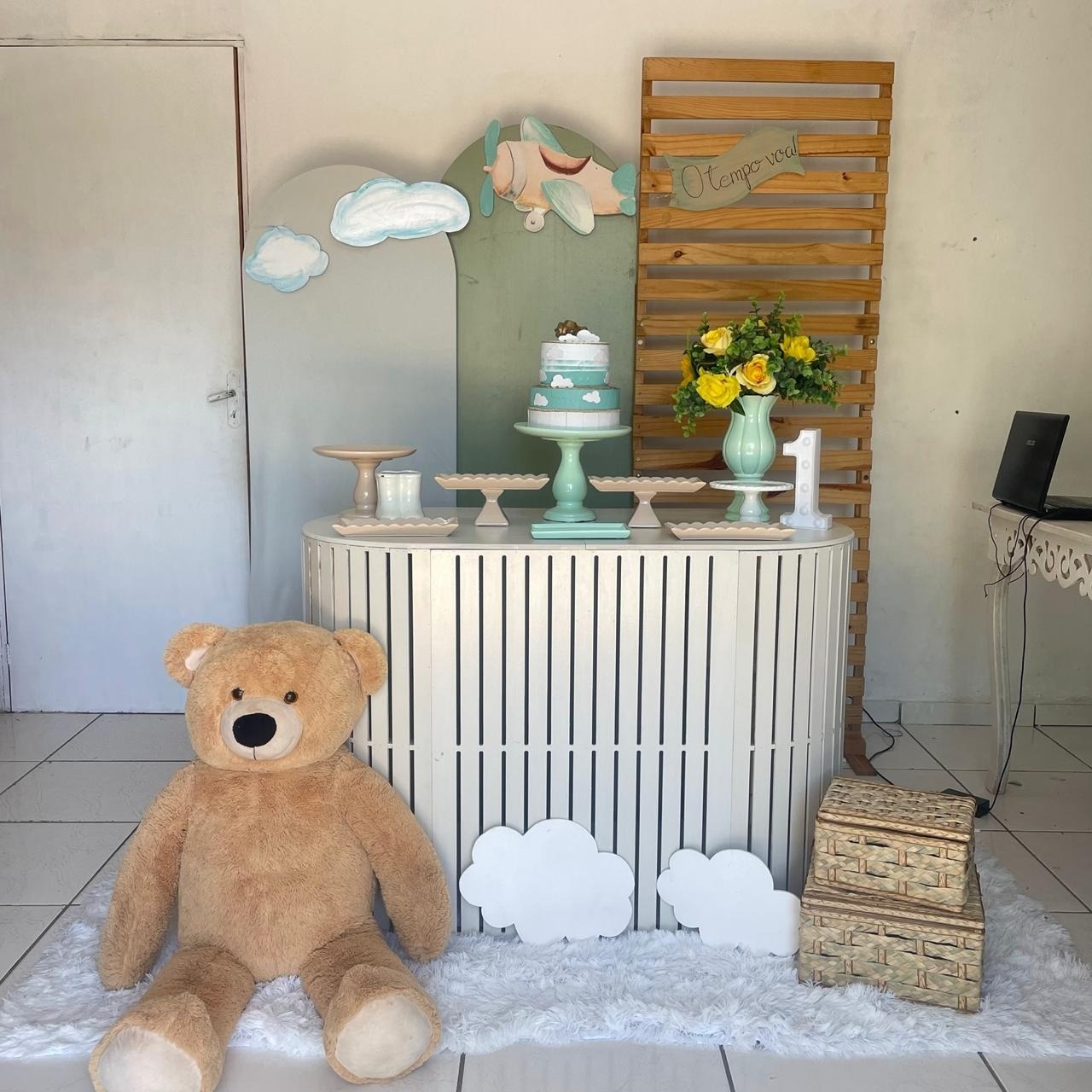 Composição Chá Urso Aviador  - Cantinho Da Alegria Festas