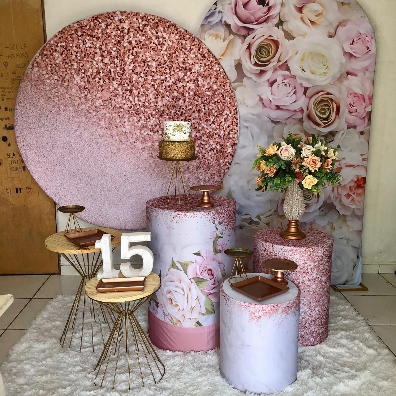 Composição Glitter Rosê 2 - Cantinho Da Alegria Festas