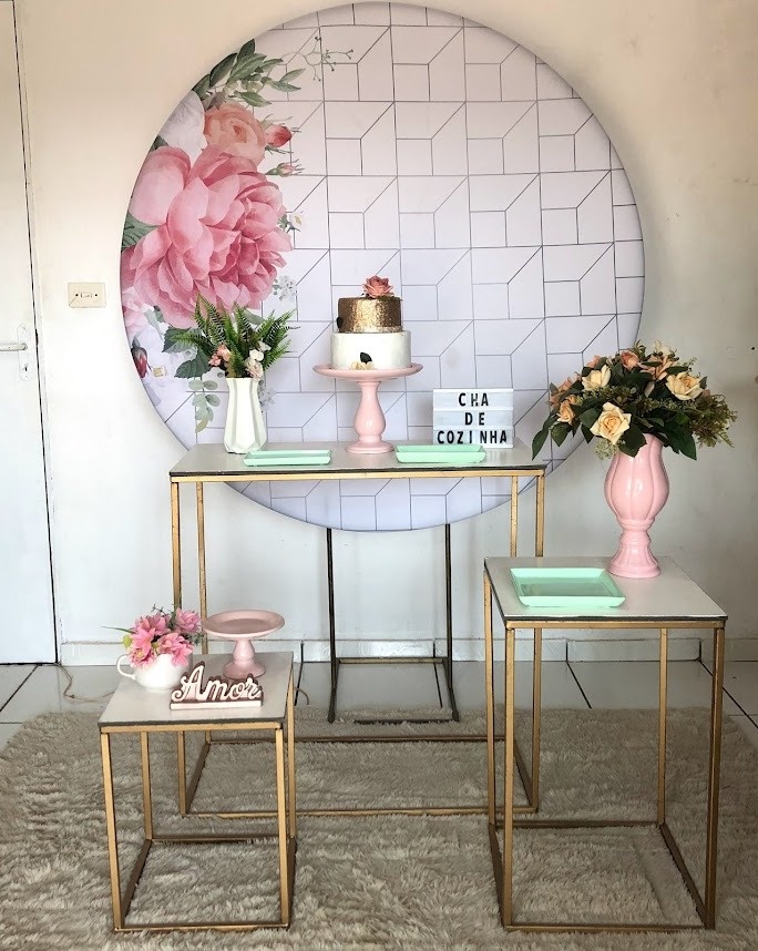 Kit Chá de Cozinha Mosaico Com Flores - Cantinho Da Alegria Festas