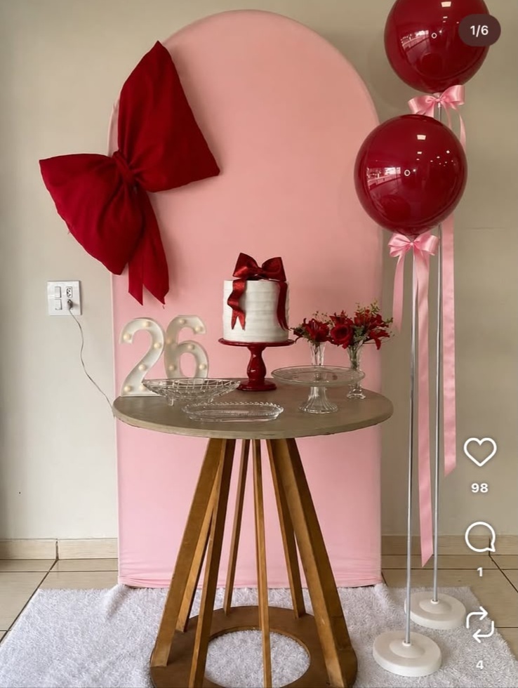 Kit Laço Rosa E Vermelho - Cantinho Da Alegria Festas