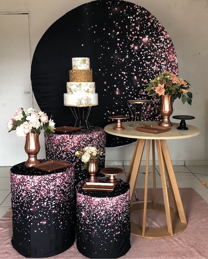 Kit Glitter Preto E Rosê 2.0  - Cantinho Da Alegria Festas