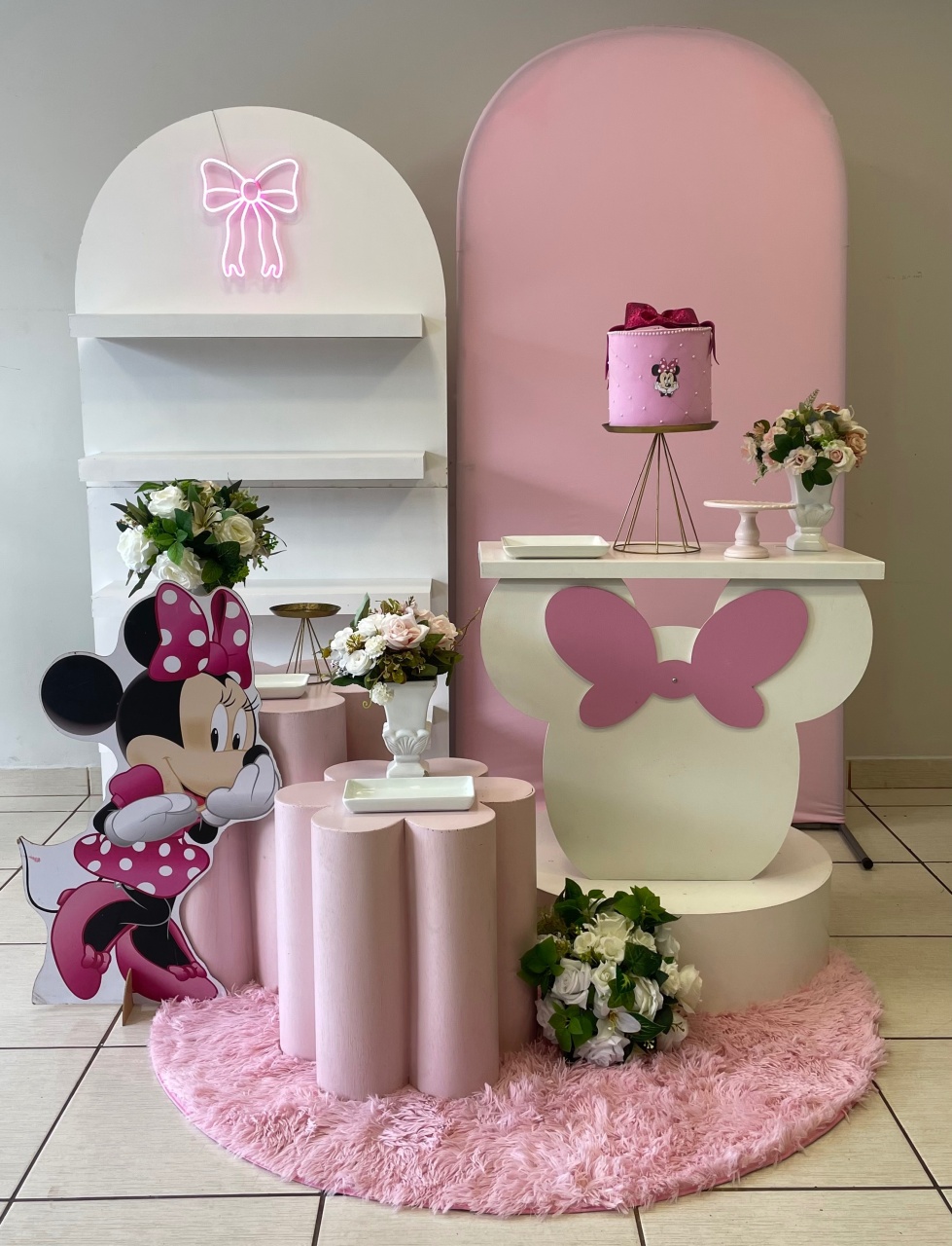 Locação Minnie Rosa  - Cantinho Da Alegria Festas