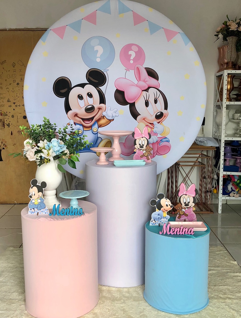 Kit Chá Revelação Mickey E Minnie  - Cantinho Da Alegria Festas