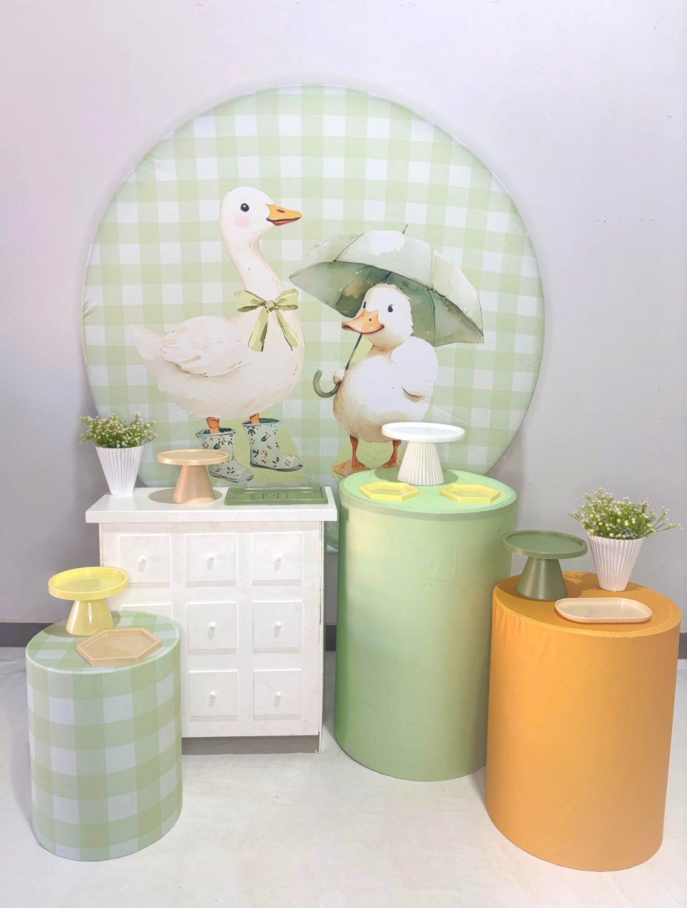 Kit Prata - Patinho Verde Xadrez - DLUARTS DECORAÇÕES E EVENTOS