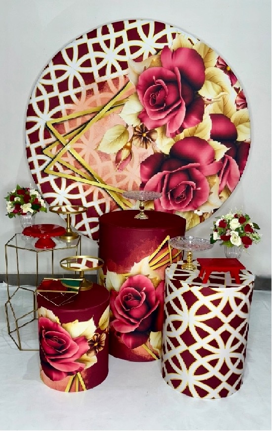 Kit Prata - Rosas Vinho E Dourado - DLUARTS DECORAÇÕES E EVENTOS
