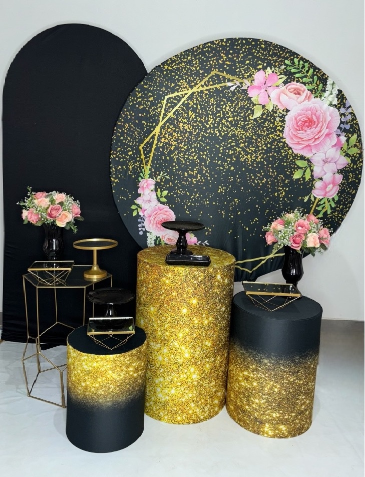 Kit Ouro - Rosas, Preto Com Dourado - DLUARTS DECORAÇÕES E EVENTOS