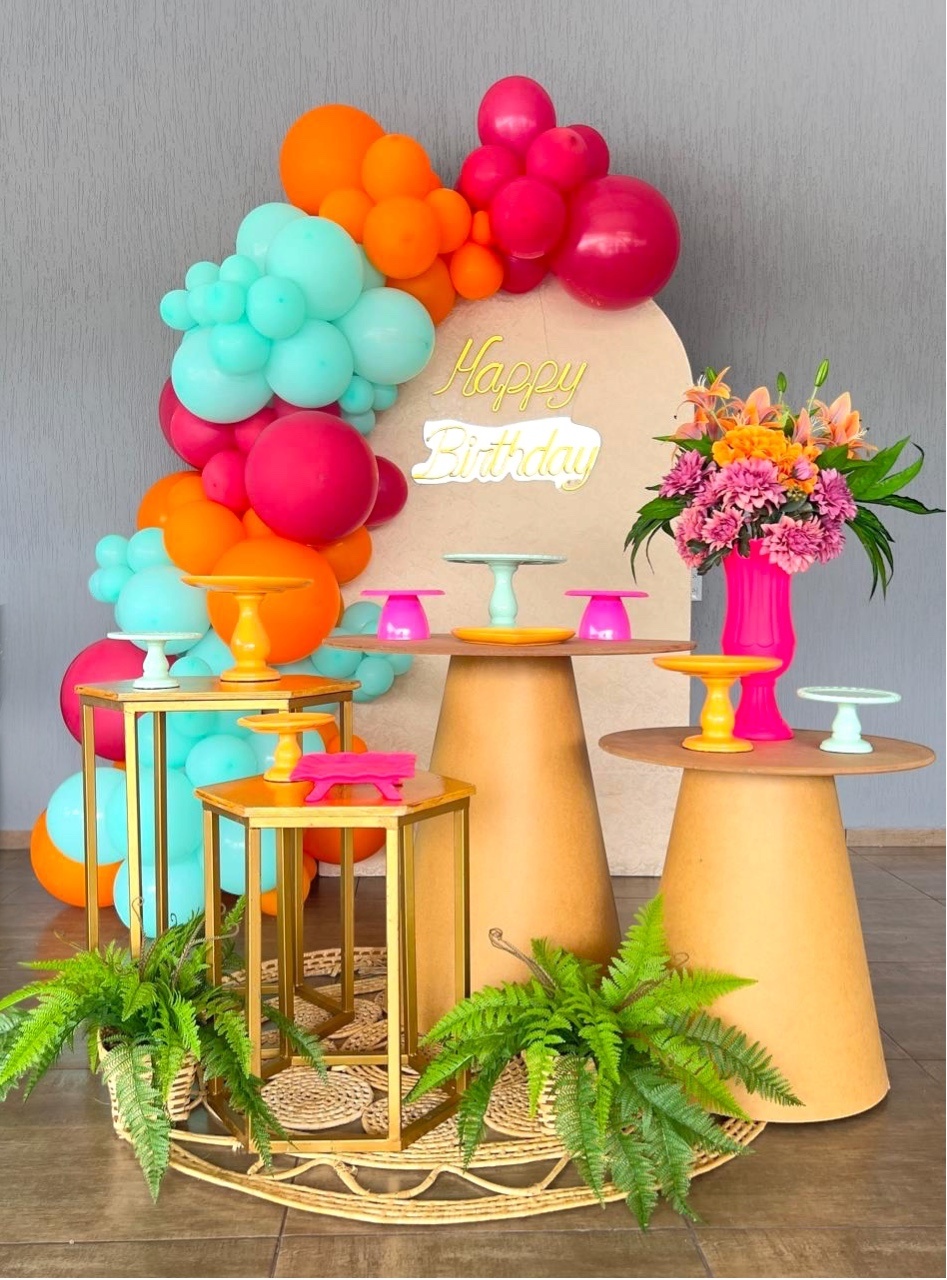 Kit Composiçao - Tropical Rosa, Laranja E Azul Candy - DLUARTS DECORAÇÕES E EVENTOS