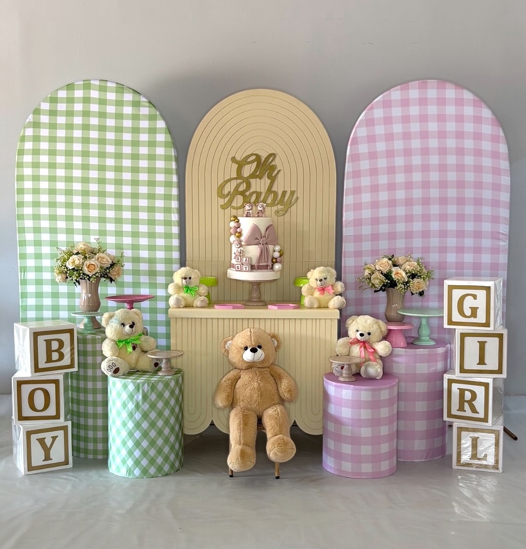 Kit Revelação Verde E Rosa - Composição - DLUARTS DECORAÇÕES E EVENTOS