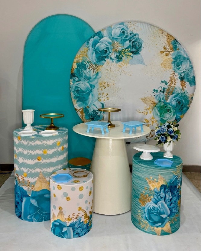 Kit Ouro - Floral Azul - DLUARTS DECORAÇÕES E EVENTOS