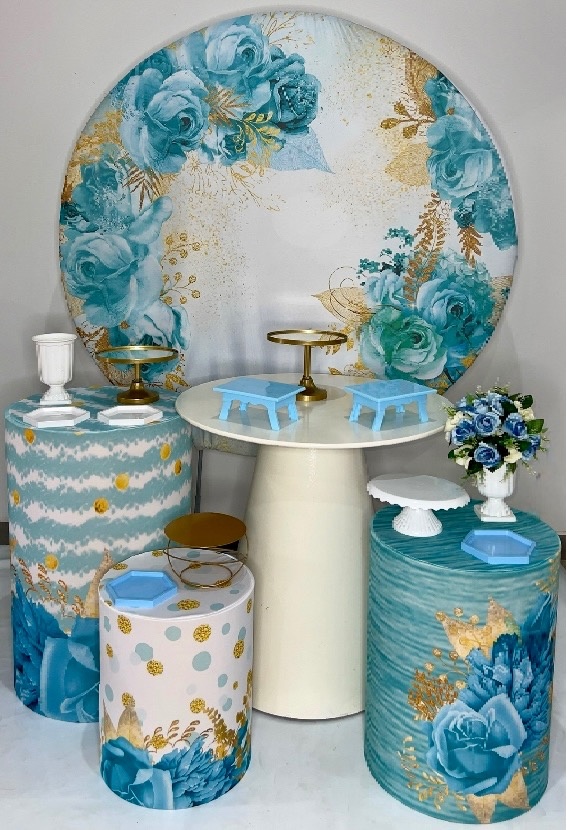 Kit Prata - Floral Azul - DLUARTS DECORAÇÕES E EVENTOS