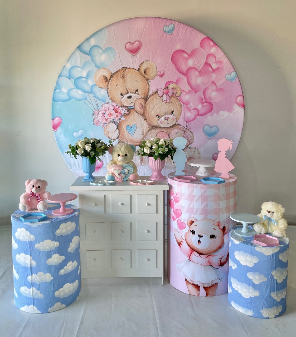 Kit Prata - Chá Revelação Rosa E Azul - DLUARTS DECORAÇÕES E EVENTOS