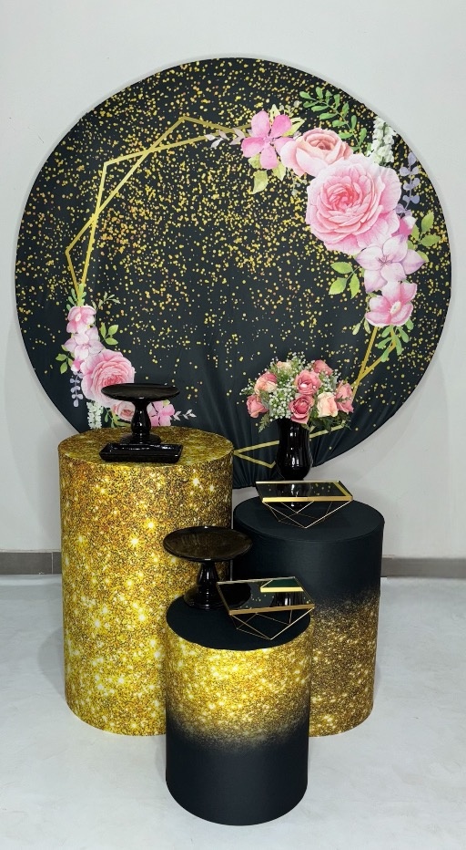 Kit Bronze - Rosas, Com Preto E Dourado - DLUARTS DECORAÇÕES E EVENTOS