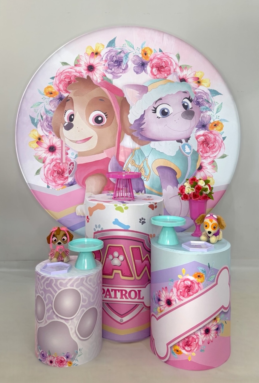 Kit Bronze - Patrulha Canina Rosa - DLUARTS DECORAÇÕES E EVENTOS