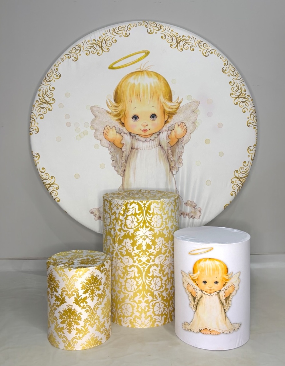 Capas de Painel E Cilindros - Batizado Menina - DLUARTS DECORAÇÕES E EVENTOS