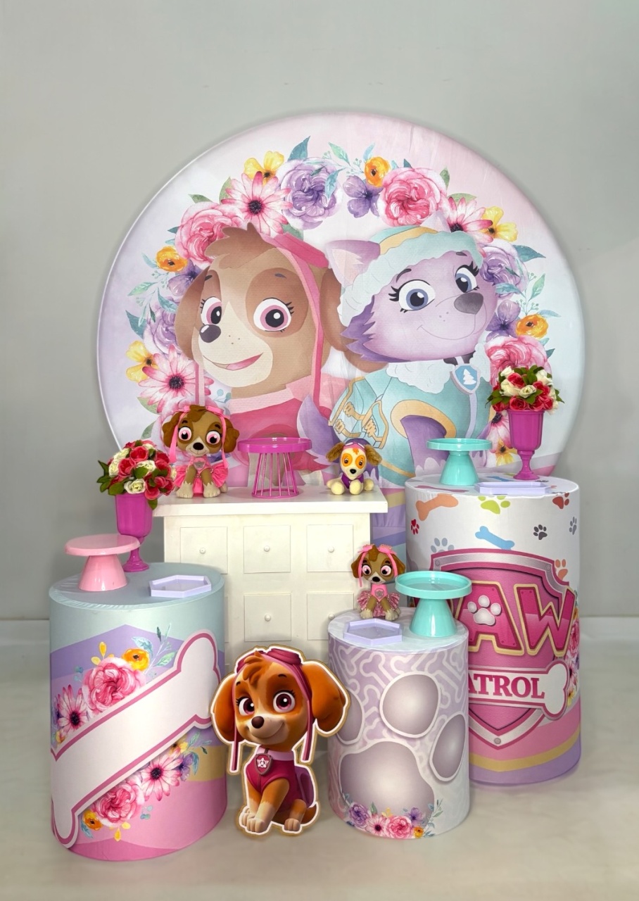Kit Prata - Patrulha Canina Rosa - DLUARTS DECORAÇÕES E EVENTOS