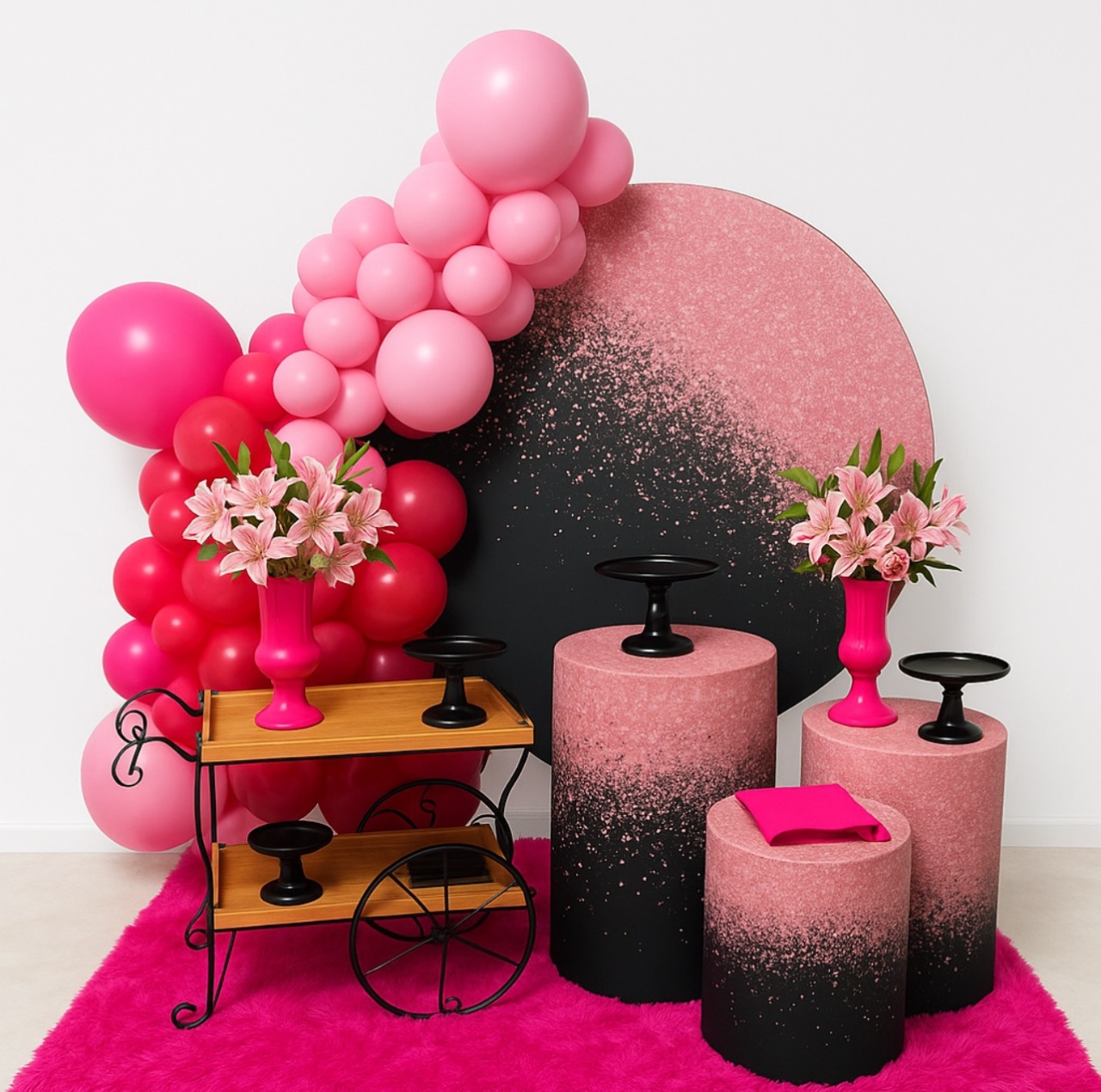 Kit Preto E Rosa - Composição - DLUARTS DECORAÇÕES E EVENTOS