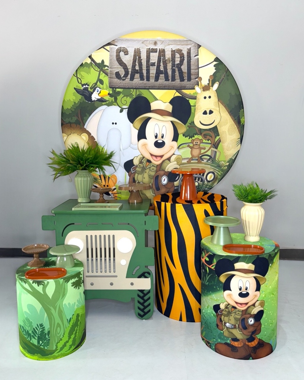 Kit Prata - Safari Do Mickey - DLUARTS DECORAÇÕES E EVENTOS
