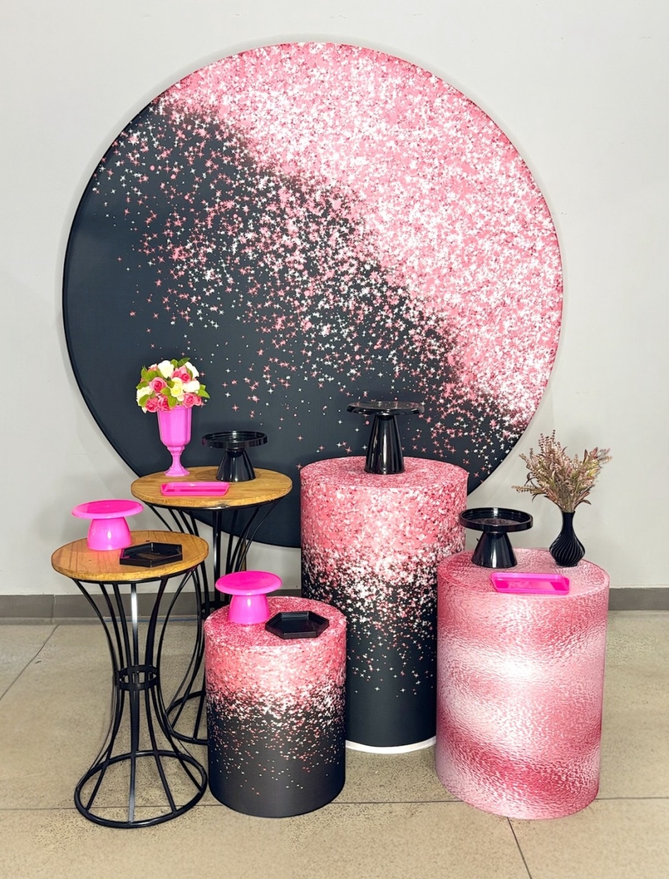 Kit Prata - Preto E Rosa - DLUARTS DECORAÇÕES E EVENTOS