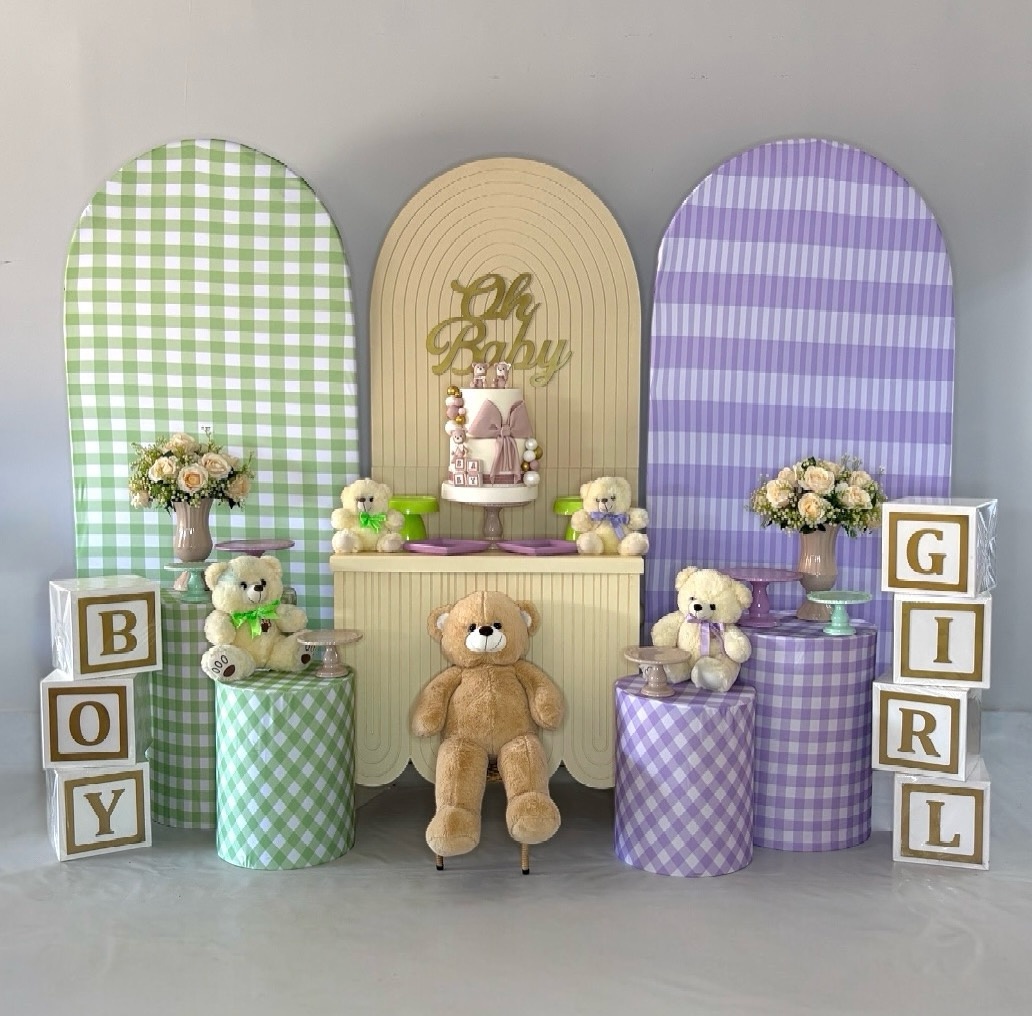 Kit Revelação Verde E Lilás - Composição - DLUARTS DECORAÇÕES E EVENTOS