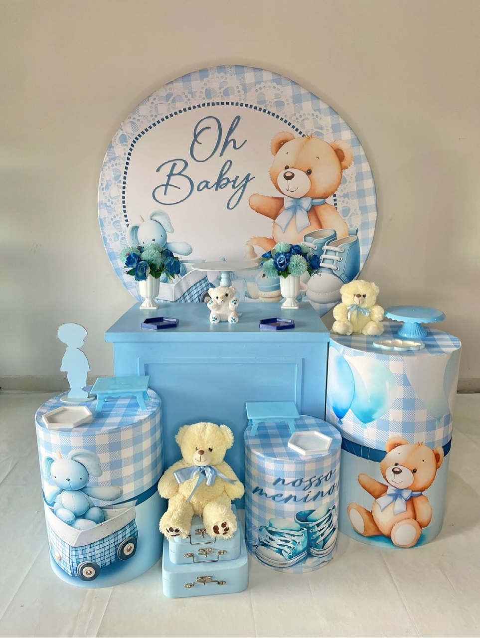 Kit Prata - Chá de Bebê Azul - DLUARTS DECORAÇÕES E EVENTOS