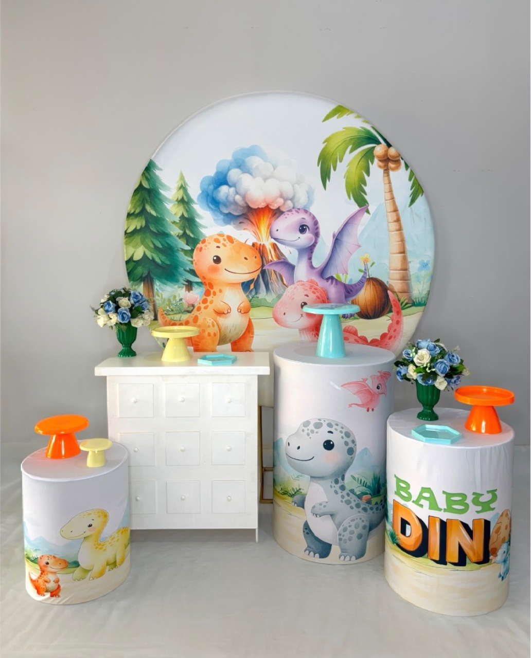 Kit Prata - Dino Baby - DLUARTS DECORAÇÕES E EVENTOS