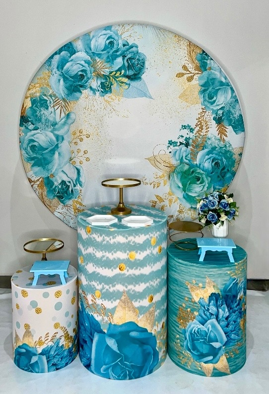 Kit Bronze - Floral Azul - DLUARTS DECORAÇÕES E EVENTOS