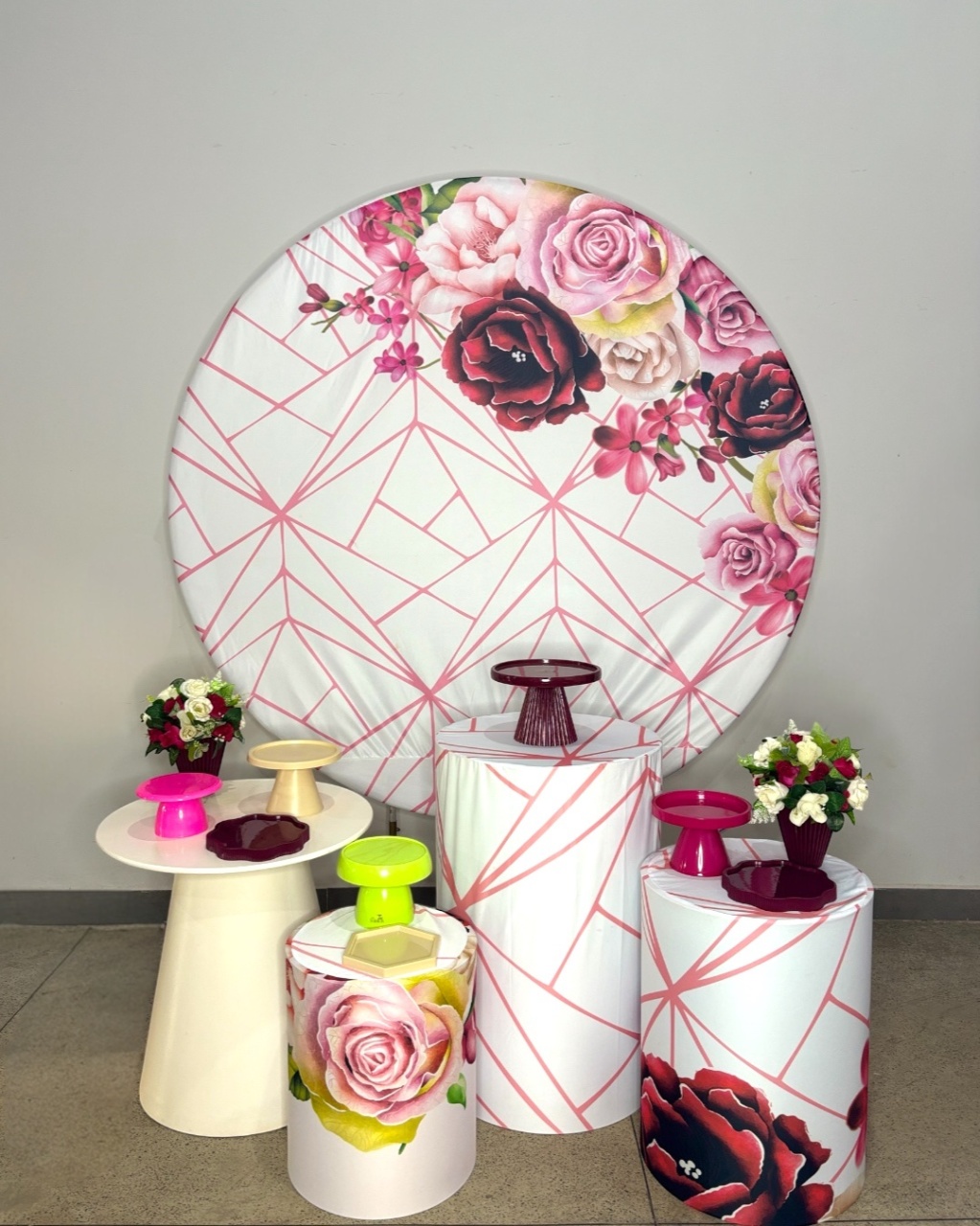 Kit Prata - Floral Rosas E Vermelho  - DLUARTS DECORAÇÕES E EVENTOS