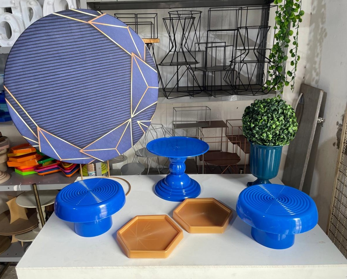 Geométrico Azul - Festa Na Mesa - Lua Nobre Decorações