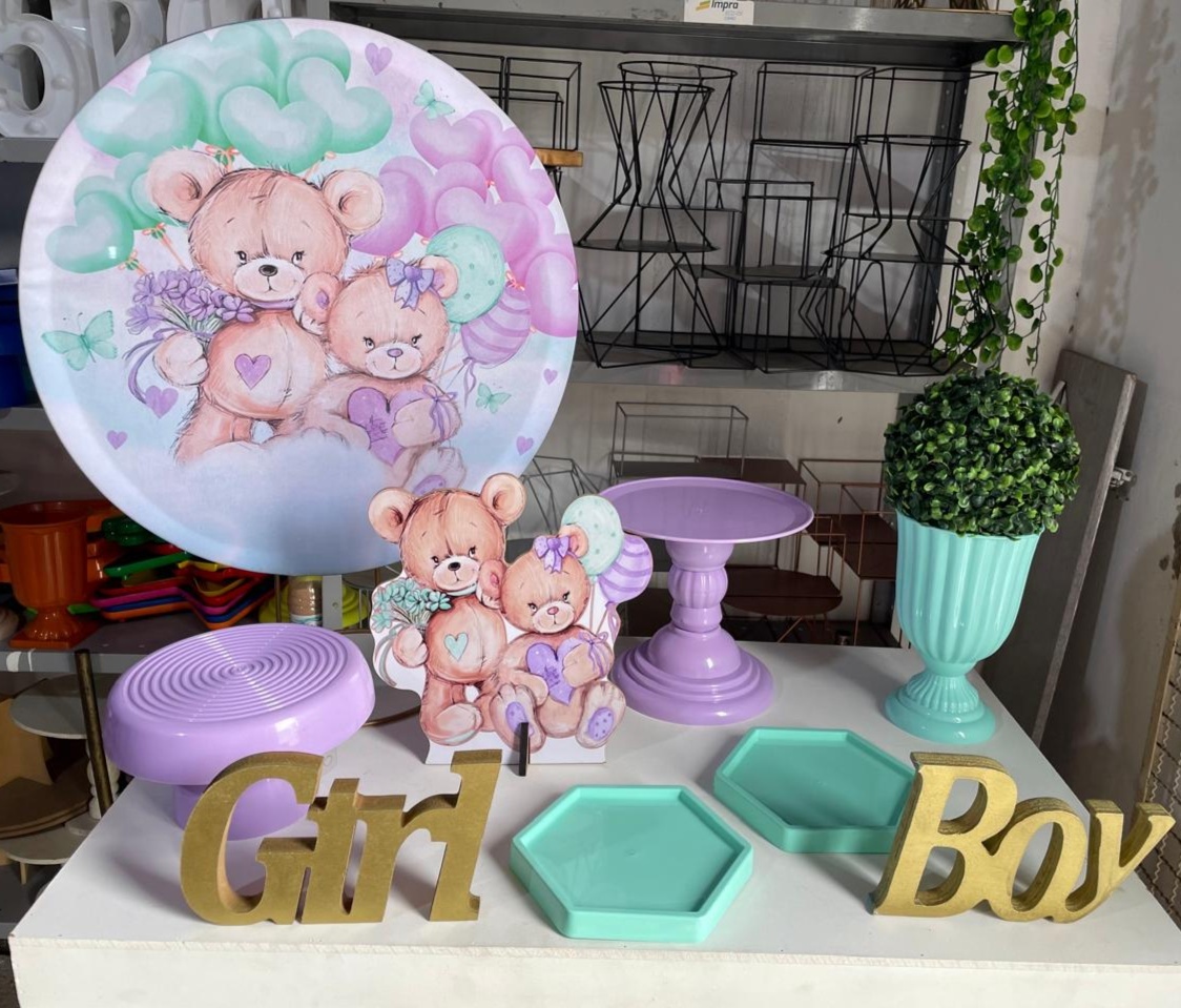 Cha Revelação Lilas E Verde - Festa Na Mesa - Lua Nobre Decorações