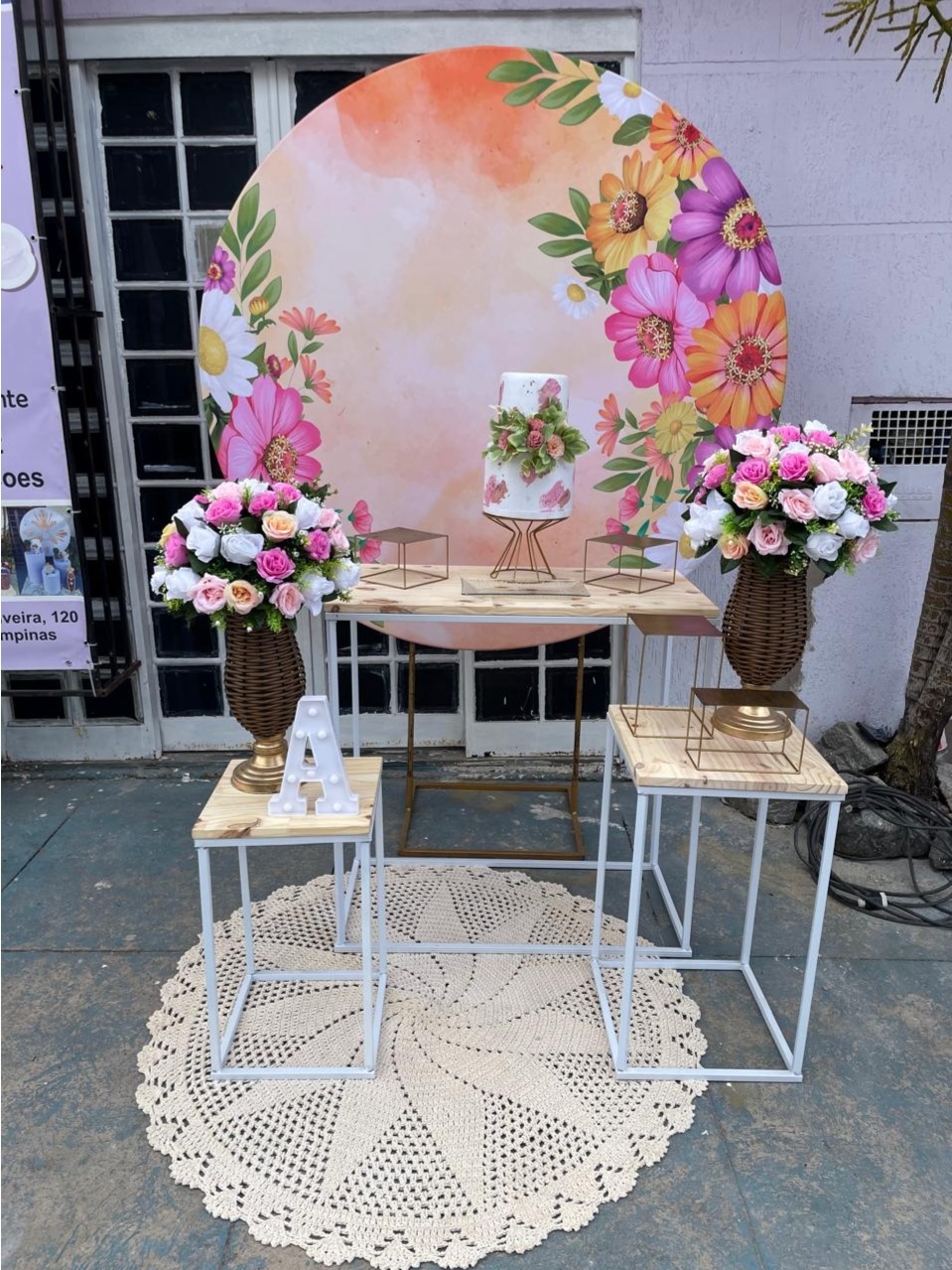 Floral Laranja E Rosa - Lua Nobre Decorações