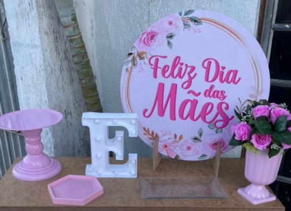 Dia das Mães Rosa - Festa Na Mesa - Lua Nobre Decorações