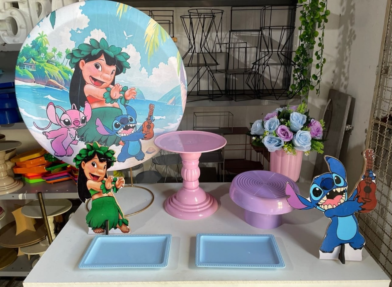 Stitch Praia - Festa Na Mesa - Lua Nobre Decorações