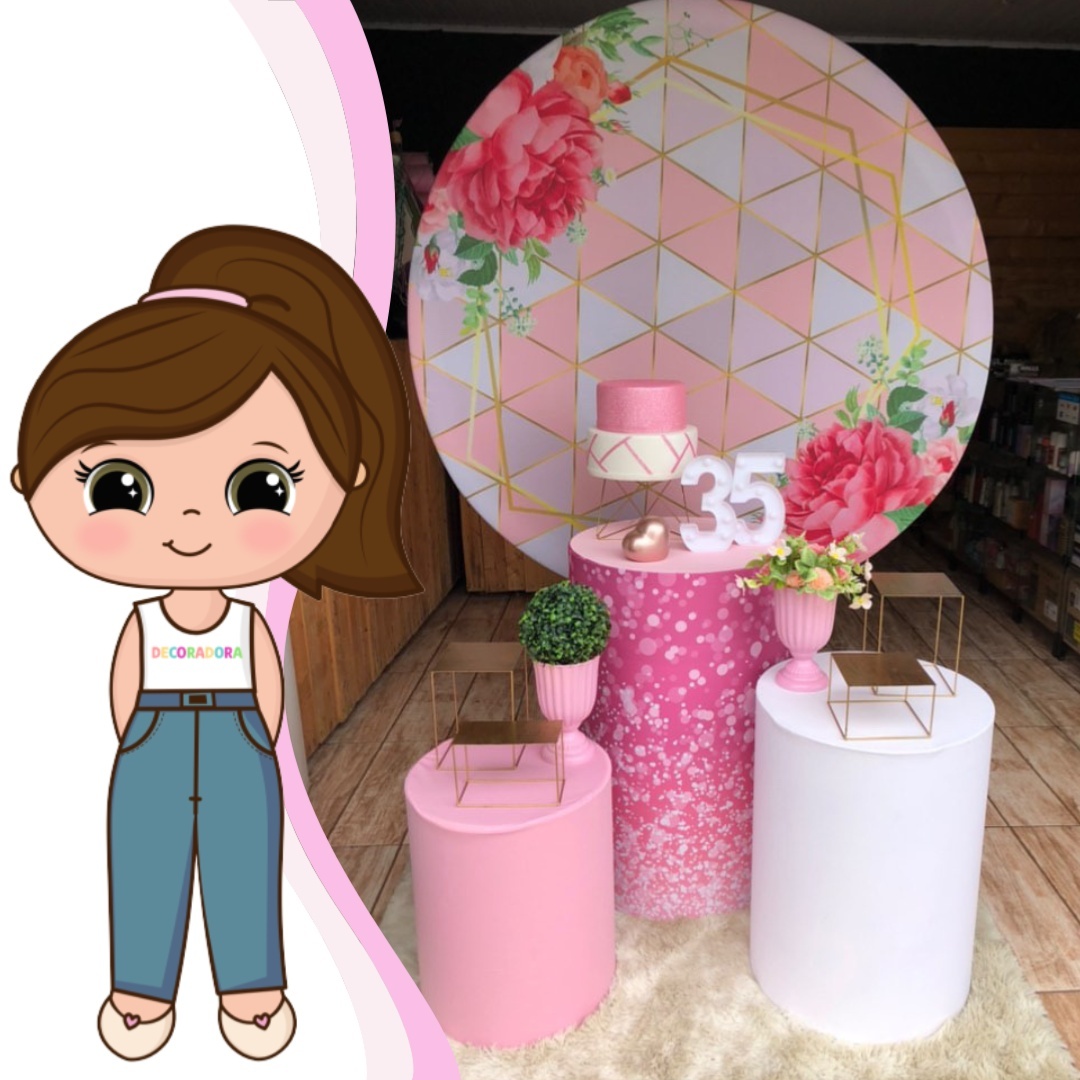 Floral Geométrico Rosa - Lua Nobre Decorações